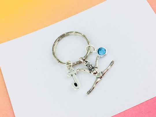 Personalised Gymnast Keyring, Gymnastics Keychain, Custom Bag Charm, Housewarming Gift For Her, Teacher Coach Gift, Unique Gifts, Silver Gym