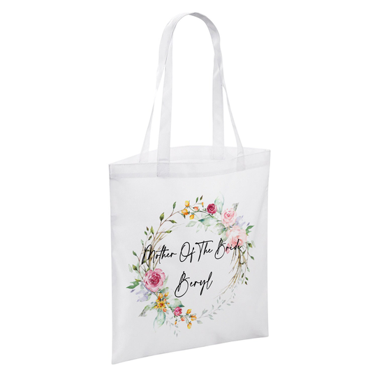 Personalised Floral Mother Of The Bride Tote Shopper Bag - White