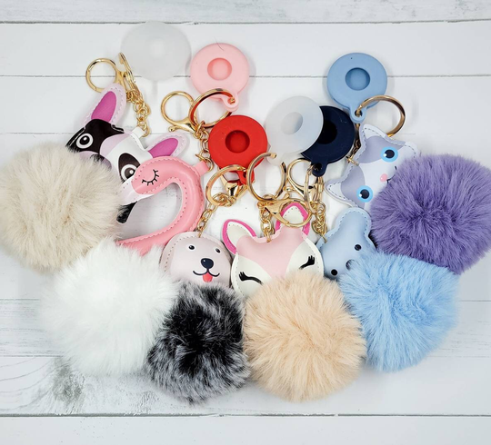 Pom Keychain With Airtag Holder, Bag Bling, Case, Silicone Case. Clip On Gym Bag, Purse, Handbag, Mother's Day