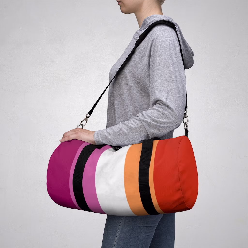 Lesbian Pride Flag Duffel Bag | Duffle Gym 19" X 9.5