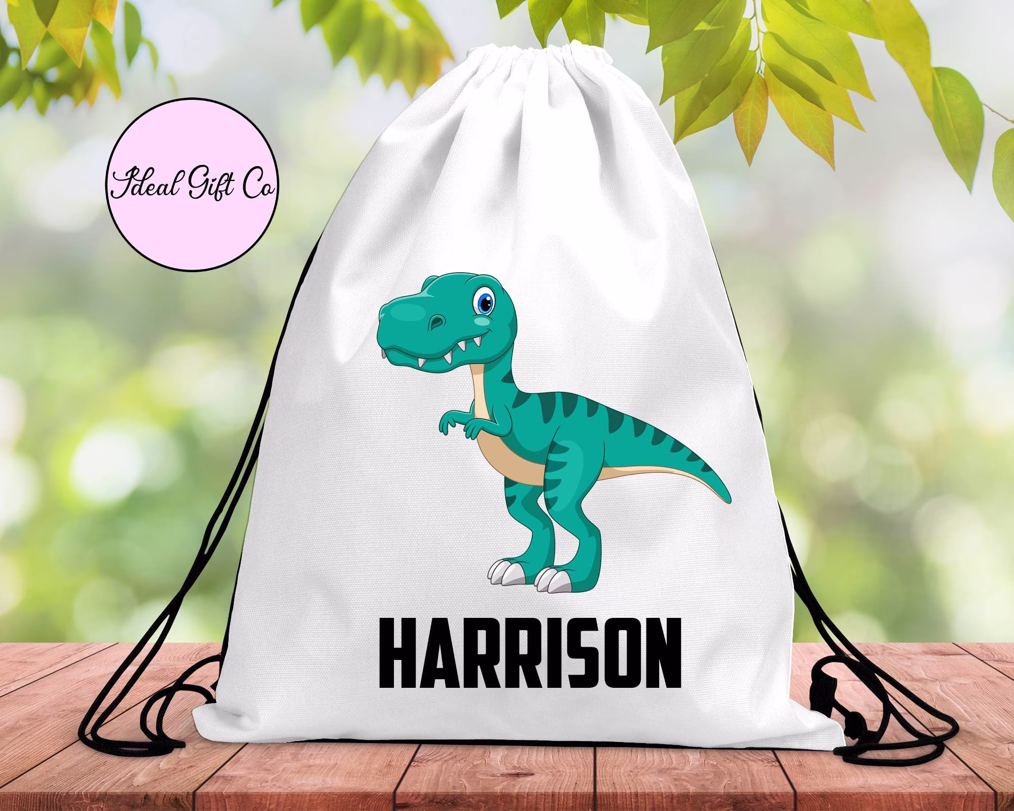 Personalised Dinosaur Drawstring Pump Bag, Swim Bag, Pe Kit Dino Design School Back To Bag