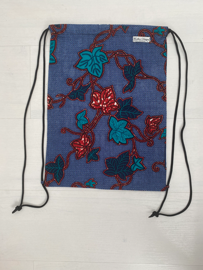Ankara Drawstring Bag/African Wax Print Colourful Gym Backpack Childrens Festival Bag/ Pe