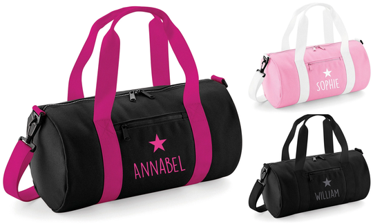 Personalised Star Name Kids Barrel Bag