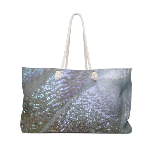 Tote Bag With Rope Handles - Weekender, Overnight, Beach, Around Town, Yoga , Exercise, Gym- Abstract Art #82 Gray Silver Shimmering Light