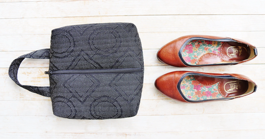 Shoe Bag Gym Kid Teenage Women 2 Opt Carry-All Quilted Zipper Pouch Retro Vintage Fabric Blue Black Glitter School Journey