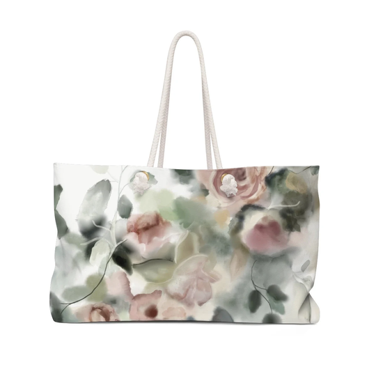 Beautiful Floral Weekender Tote Overnight Canvas Shoulder Bag