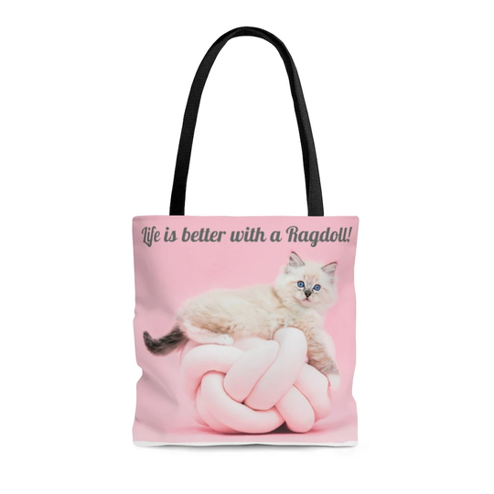 Women's Ragdoll Kitten Pink Tote Bag, Life Is Better With A Tote, Gift For Her, Cat Lover Gift, Adorable