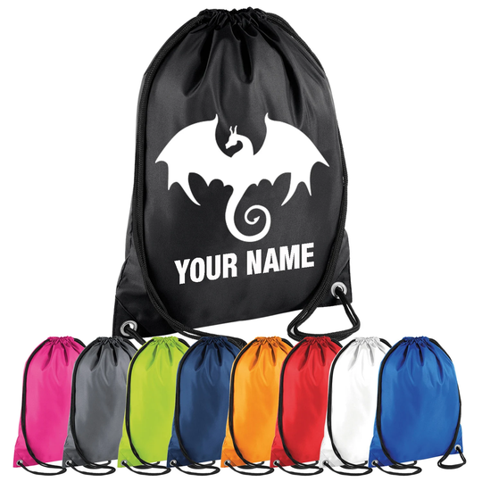 Personalised Dragon Drawstring Bag - Custom Pe Gym Sports