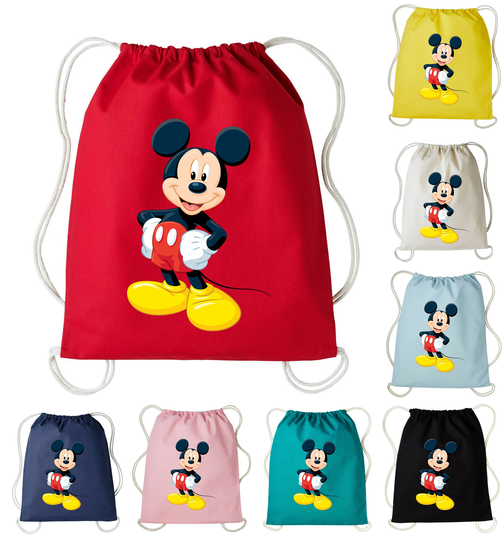 Mickey Mouse Cotton Pe Kit Drawstring Bag Name School/Sport Kids