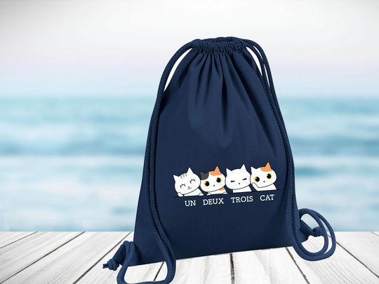 Drawstring Cat Cotton Bag, School Lover Gift, Pe Backpack, Cute Gym Funny Tote Gifts
