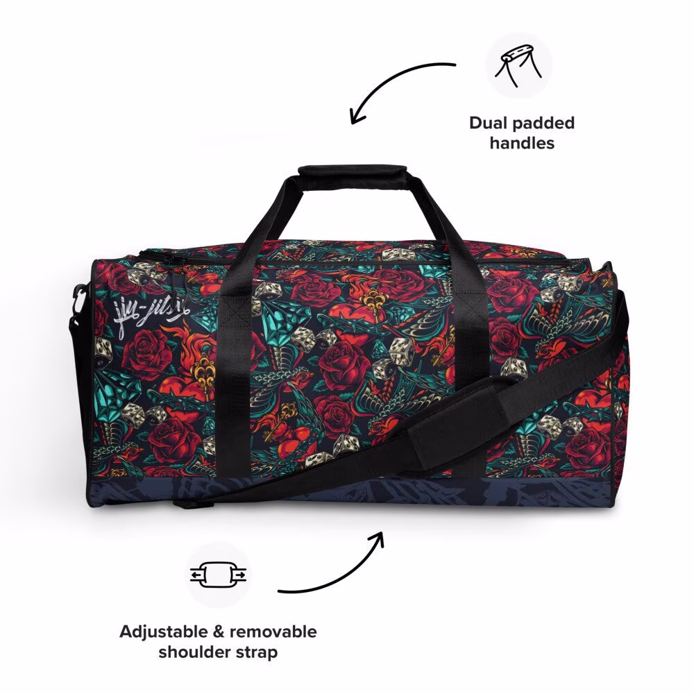 Tattoo Series Gym Duffle Bag - Roses & Dice