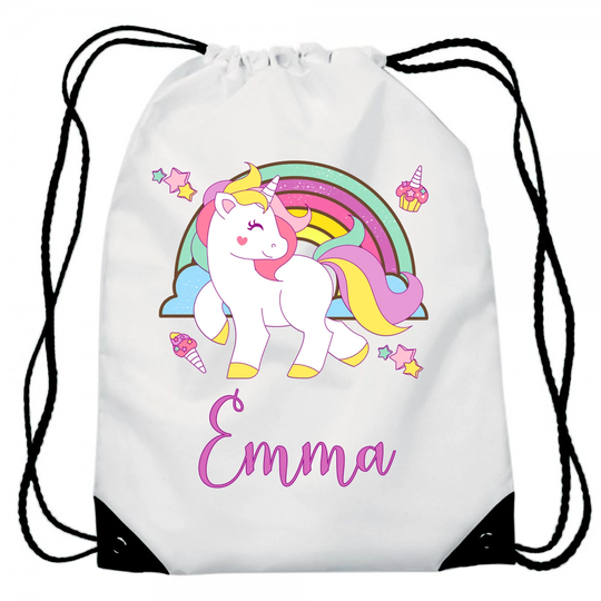 Unicorn | Personalized/Personalised Gym Bag Backpack, Cute For You... Super Cute - Blue Strings Only