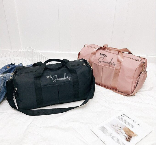 Personalised Weekend Bag, Overnight Wedding Travel Holdall, Honeymoon Bag, Luggage Duffel Gym Sports Bag Case, Hospital Bag