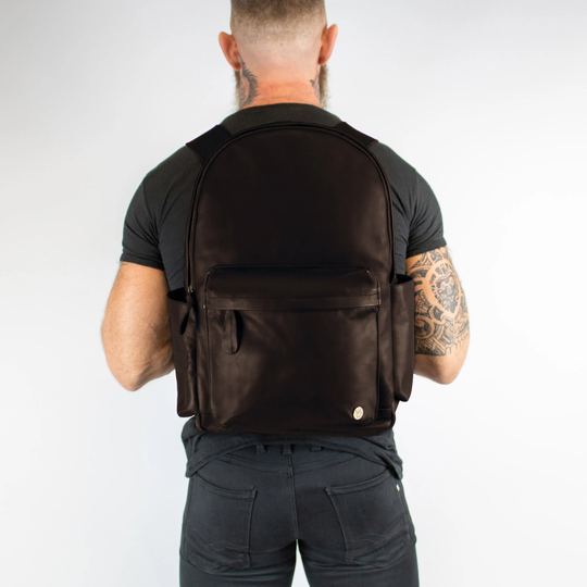 Personalized Mahogany Leather Backpack With 15
