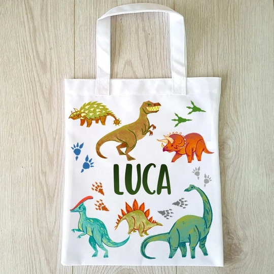 Scary Dinosaur Bag Reusable Gift Tote Gym School Sport Personalised Name Dinosaurs Trick Or Treat Christmas Eve