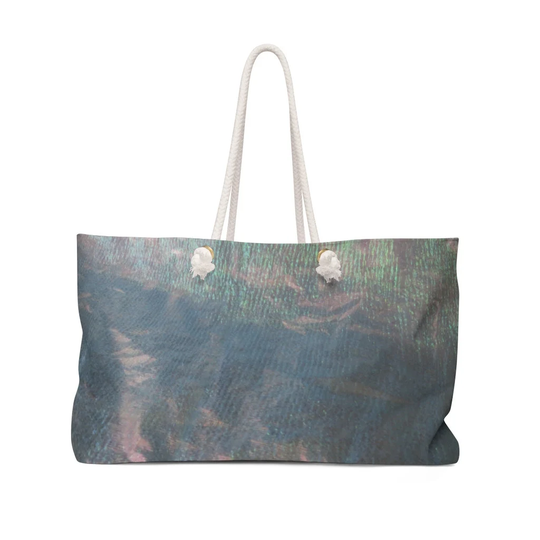 Tote Bag With Rope Handles - Weekender, Overnight, Beach, Around Town, Yoga, Exercise, Gym Abstract Art #115 Blue Seafoam Light
