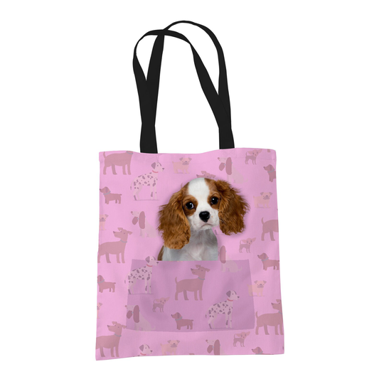 Cavalier King Charles Spaniel Gifts For Dog Lovers Owners - Reusable Shopper Shoulder Tote Bags Fabric Gift Bag With Dogs On 4 Colours