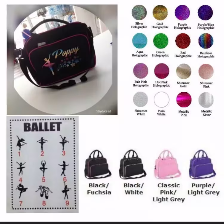 Personalised Ballet Dance Bag School Any Name Glitter Free Postage Gift Xmas Birthday Easter Little Girls