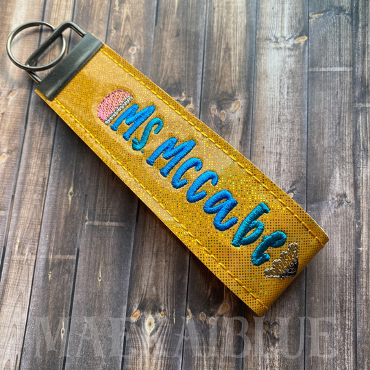 Pencil - Crayon Personalized Teacher Keyfob Keychain Wristlet | Gift