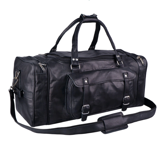 Leather Duffle Bag, Overnight Weekender Bag, Black Travel Bag For Gym, Valentine's Day Gift