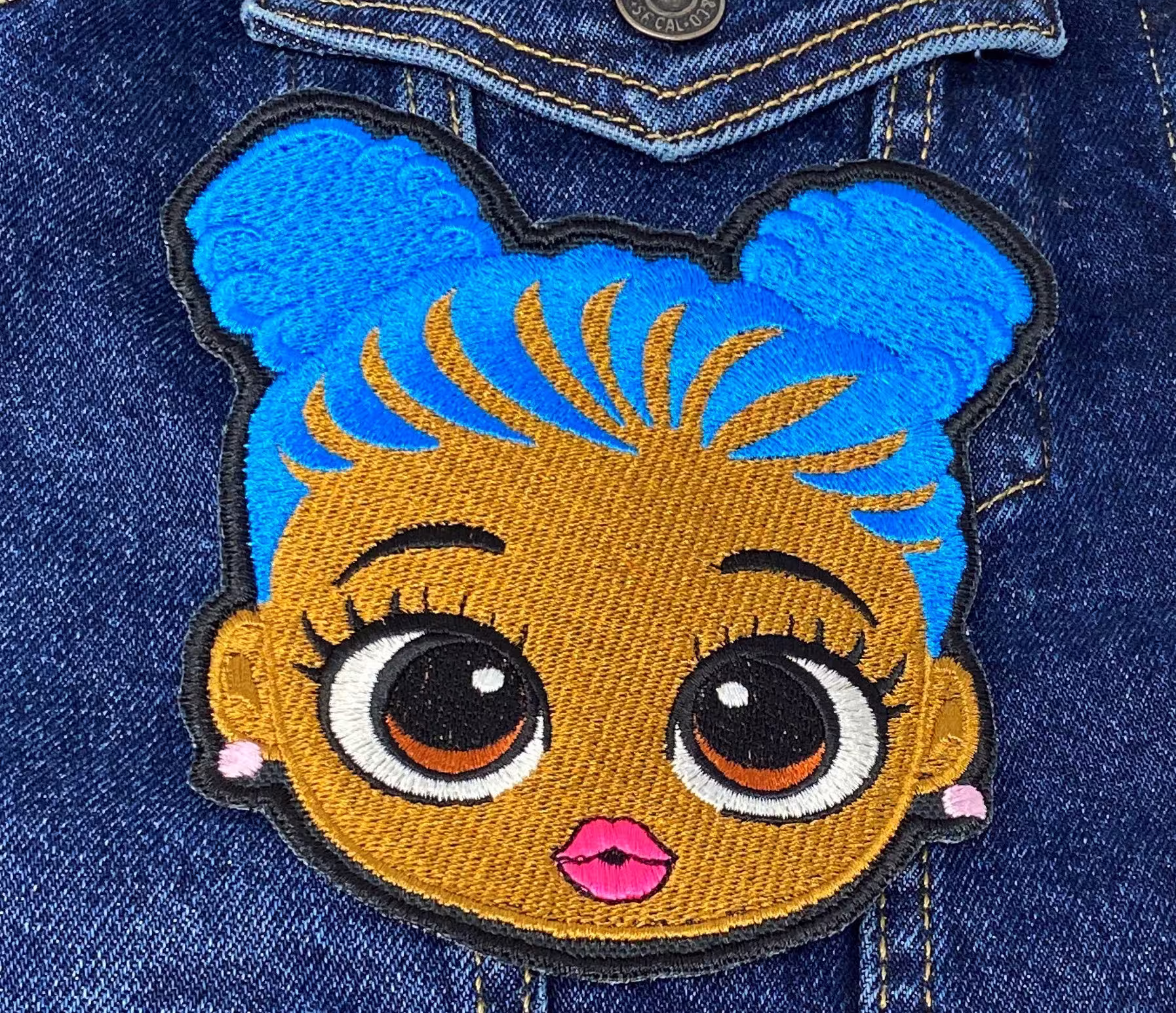 Big Eye Girl Patch Change Hair Color & Skin Embroidered Patch