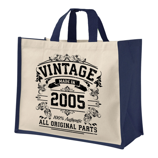 18Th Birthday Original Vintage Jute Bag Keepsake Gift For Her Birth Year 2005 Shopper Travel - Available in 4 Colours & 2 Sizes