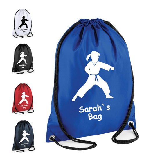 Personalised Drawstring Bag School Sports Gym Martial Arts Karate Judo Taekwondo Bags Girls