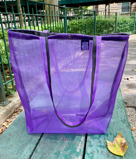 Love Shine Purple Mesh Market Tote Bag