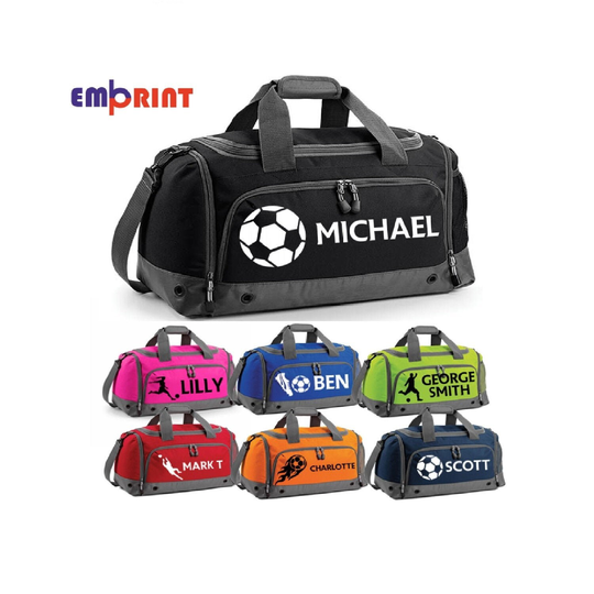 Personalised Football Holdall Boys Girls Customised Kids School Pe Sports Gym Shoe Kit Bag