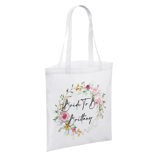 Personalised Floral Bride To Be Tote Shopper Bag - White