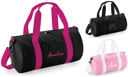 Personalised Name Kids Barrel Bag