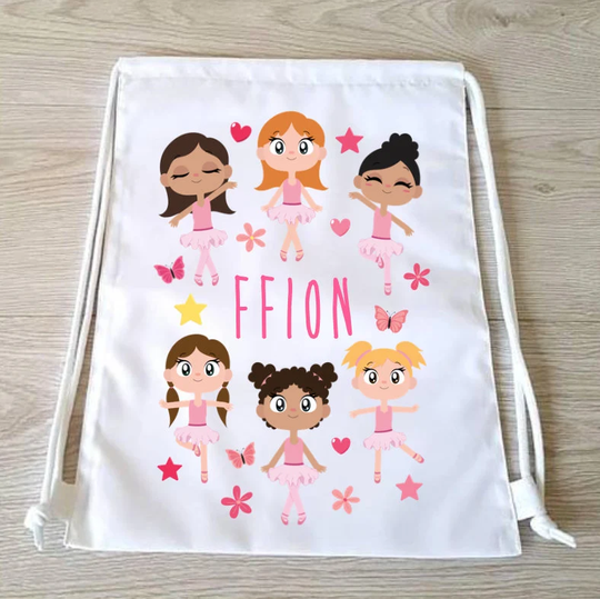 Ballerina Bag Ballet Gift Dance Tote Gym Drawstring Backpack School Ballerina Personalised