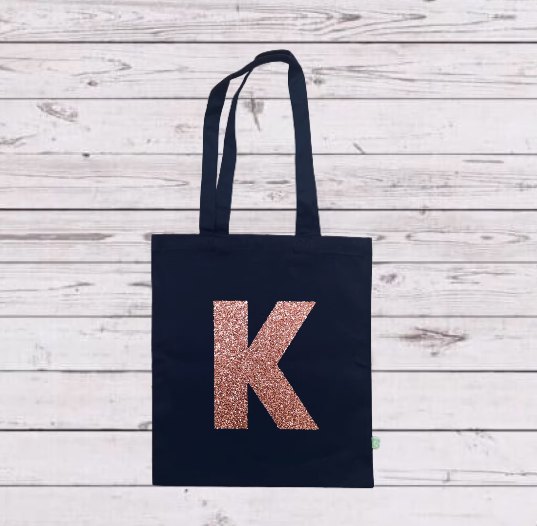 Personalised Initial Bag, Organic Cotton Shopper Canvas Shopping Name Glitter Tote Reusable Bag For Life, Girl Gift