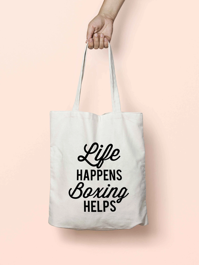 Life Happens Boxing Helps Tote Bag Long Handles K2532