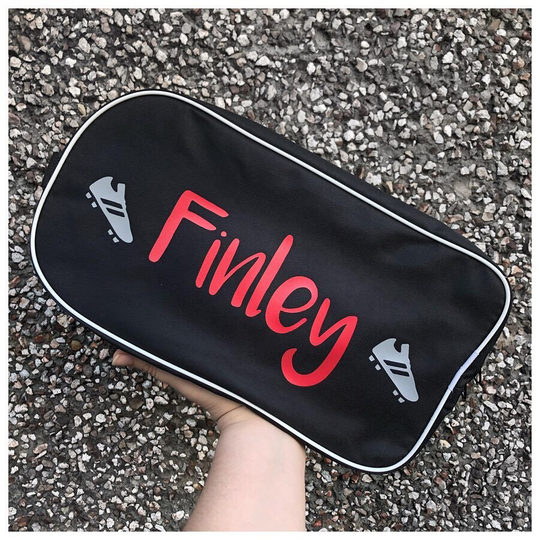Personalised Printed Girls/Boys Football Boot Bag Or Cosmetics With Zip. Available in Red, Navy, Pink, Purple, Black & Royal Blue