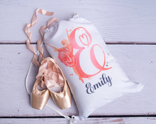 Personalised Ballerina Dance Bag, Ballet Personalised Drawstring Gift