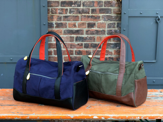 Carry On Bag, Canvas Duffle Weekender Bag Women, Gym - The Dekalb in Navy & Olive Green