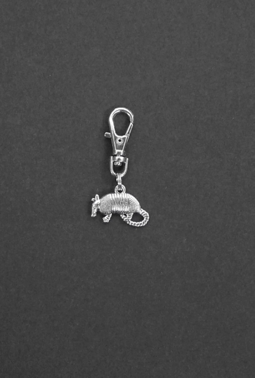 Armadillo Zipper Charm-Silver Tone