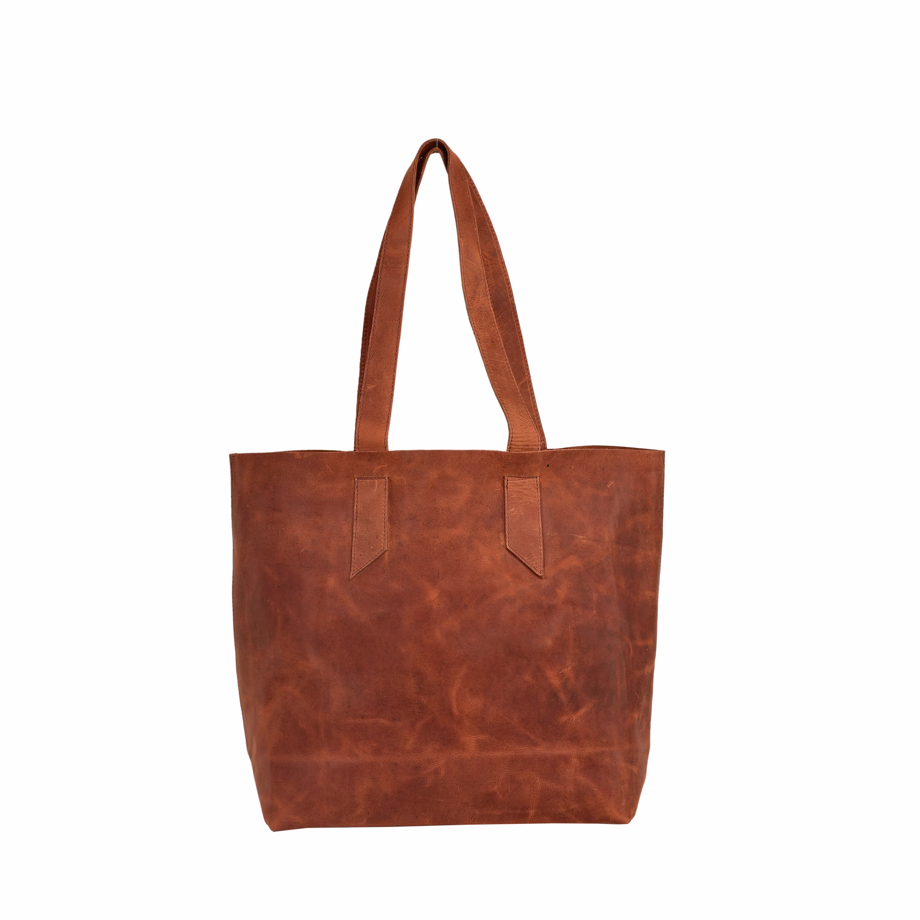 Cognac Brown Distress Leather Tote Bag For Women Raw Edge Shopper Purse Extra Large Shoulder Marketing Everyday