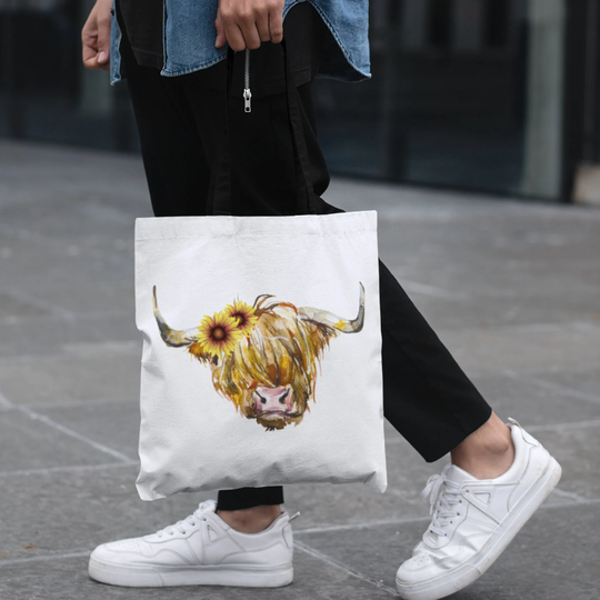 Highland Cow Western Tote Bag/Western Boutique/Cow Aesthetic Large Bag/Women Weekender Bag