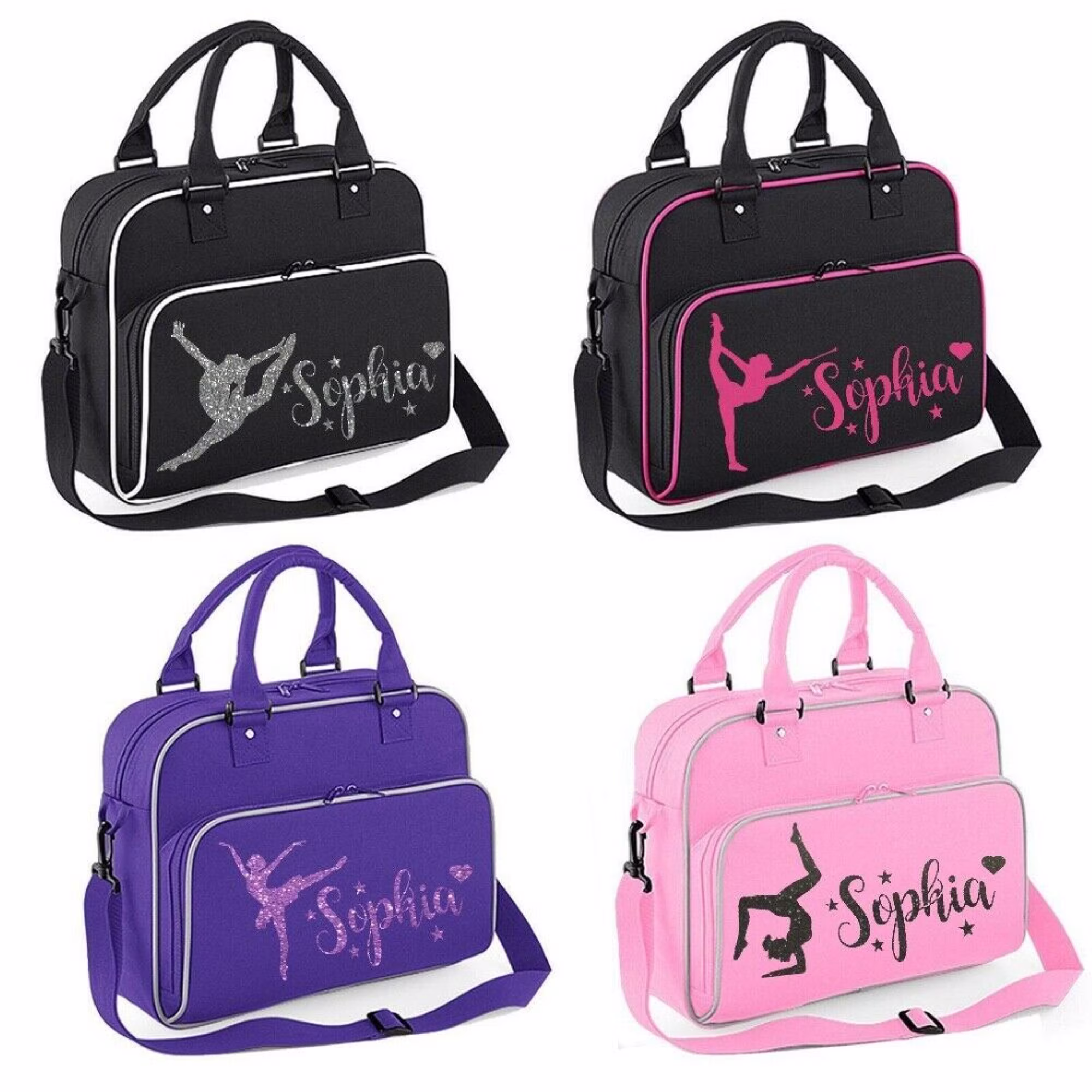 Personalised Dance Bag Kids Girls Gymnastics Childrens Glitter Ballet Case