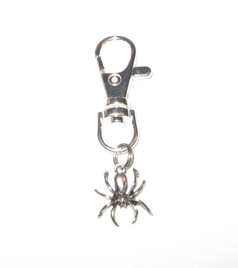 Antique Pewter Spider Zipper Pull, Clip, Jacket Purse Clips, Birthdays, Halloween, Gifts