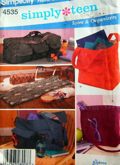 Totes & Organizers Simplicity Teen 4535 Uncut Sewing Pattern 2005