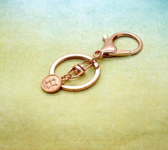 Rose Gold Bag Charm Keyring Personalised With Initial