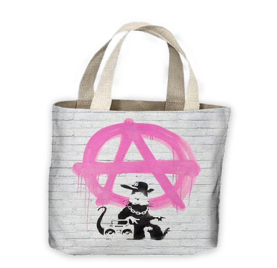 Banksy Anarchy Rat Tote Shopping Bag For Life