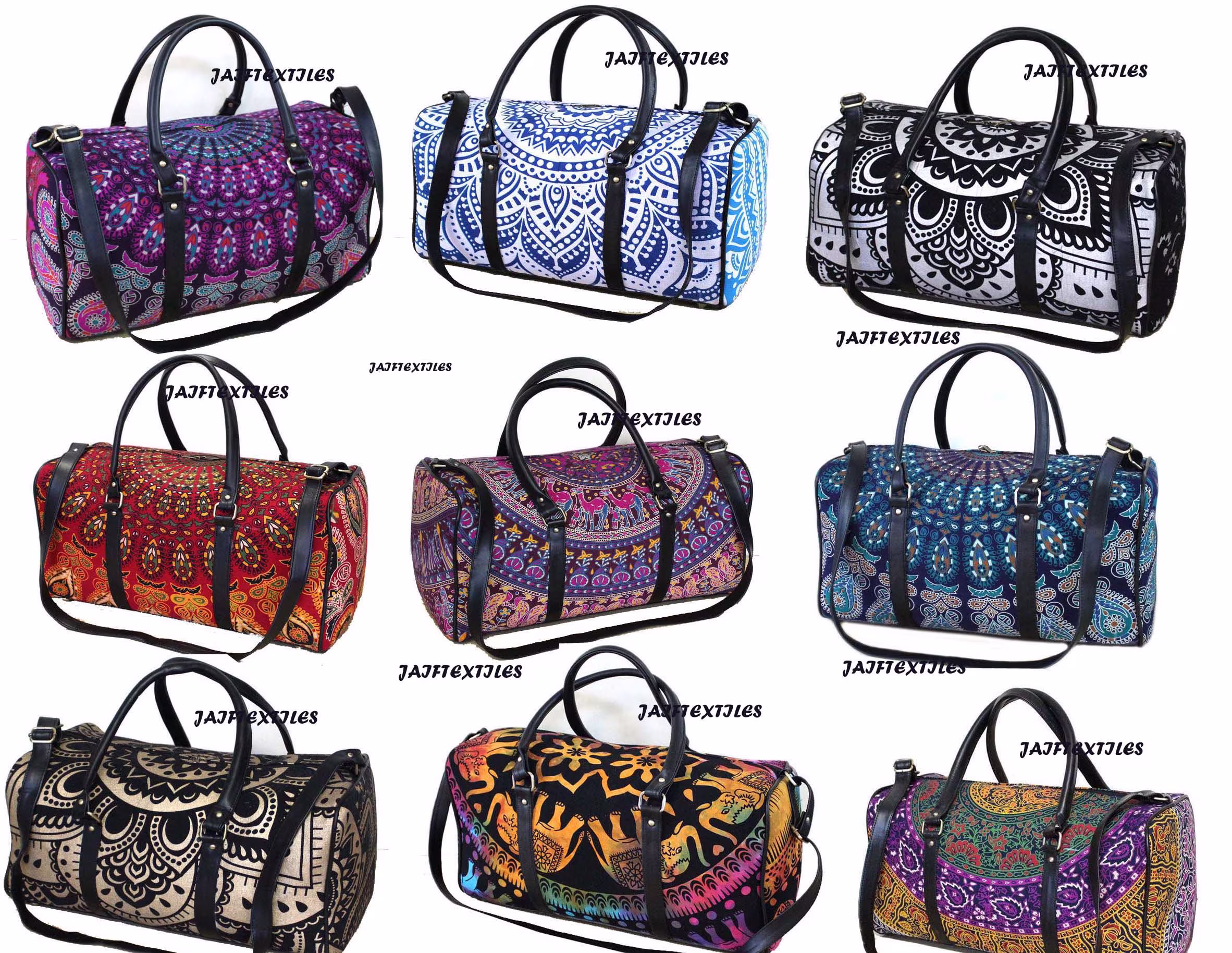 Wholsale Lot Mandala Duffle Bag, Handmade Women Travel Weekender Tote Cotton Unisex Personalised Bag Gym