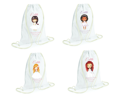 Personalised Flowergirl Gift Bag, Flower Girl Drawstring Bag, Custom Name Gift, Bridesmaids For Girl