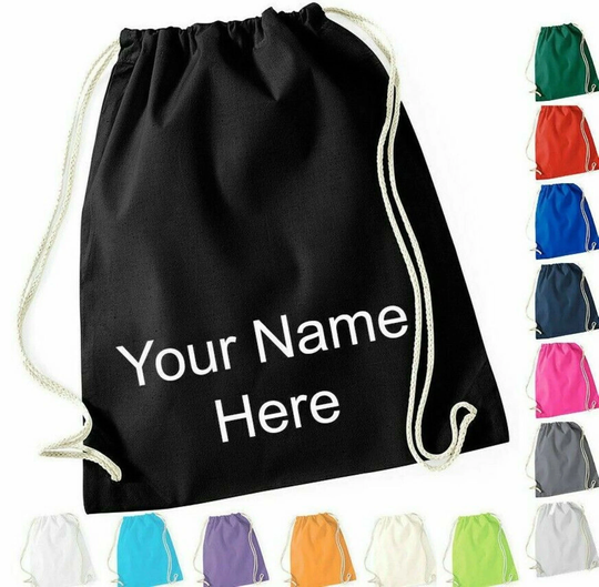 Personalised Cotton Sport Drawstring Bag Pe Gym School P.e Kids Rucksack Gym Sack