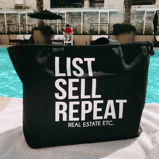 List Sell Repeat Zippered Tote Bag | Open House Bag