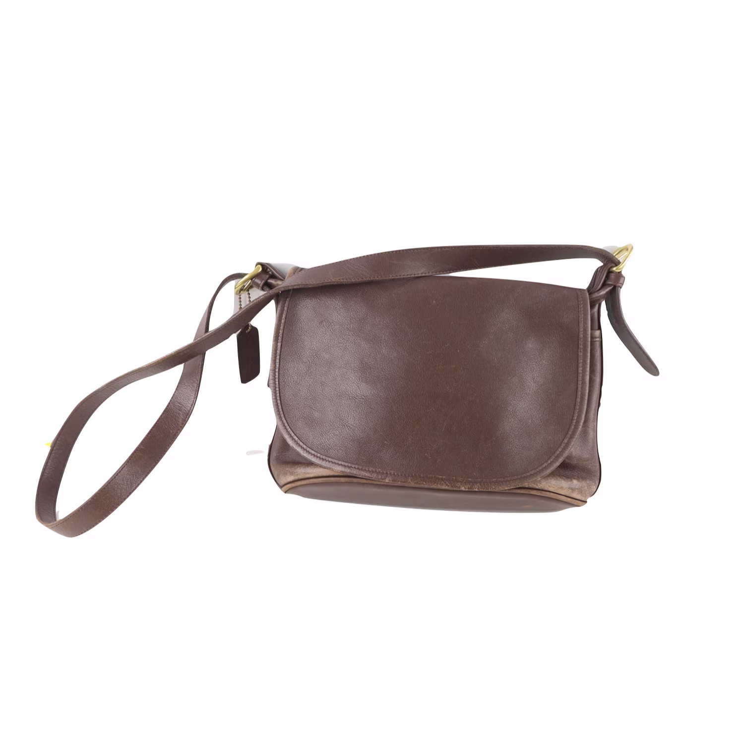 90S Coach Distressed Leather Flip Fletcher Satchel Purse Bag Brown 4150, Bag, Coach